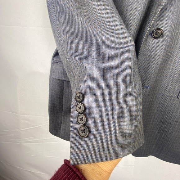 Lauren Ralph Lauren Blazer Men's 42R Blue Gray Silk/wool Plaid Single Breasted - Picture 7 of 15